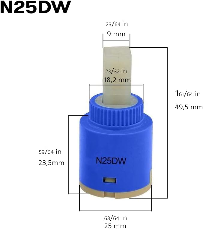 25mm Kohler K-GP1093674 Faucet Cartridge Replacement, CUPC Certified, Single Handle Faucet Valve for Plumbers Emporium A507906N Cartridge Sub Assembly, N25DW, N25D Valve Kit