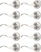 Mengico 10 Pack Satin Nickel Dummy Door Lever, Single Left Side Door Handle for Closets, Non-Turning Pull Only Lever Set, Wave Style Interior Door Knob