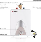 CAMPLUX Electric Mini Tank Water Heater 2.5 Gallons (ME25), Eliminate Time for Hot Water - Shelf, Wall or Floor Mounted