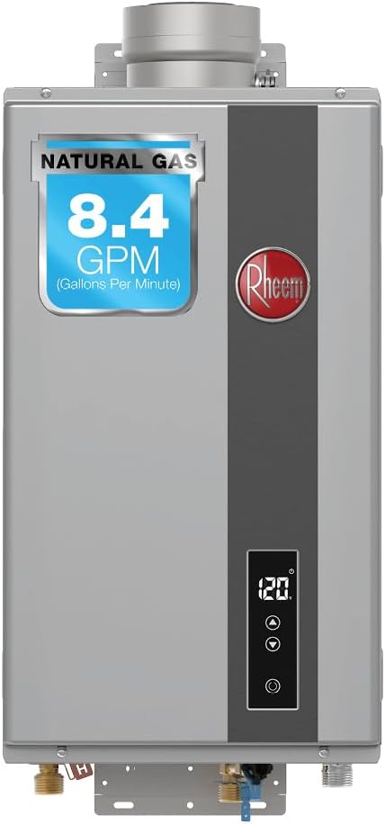 Rheem RTG-84DVLN-3 High Efficiency Non-Condensing Indoor Tankless Natural Gas Water Heater, 8.4 GPM