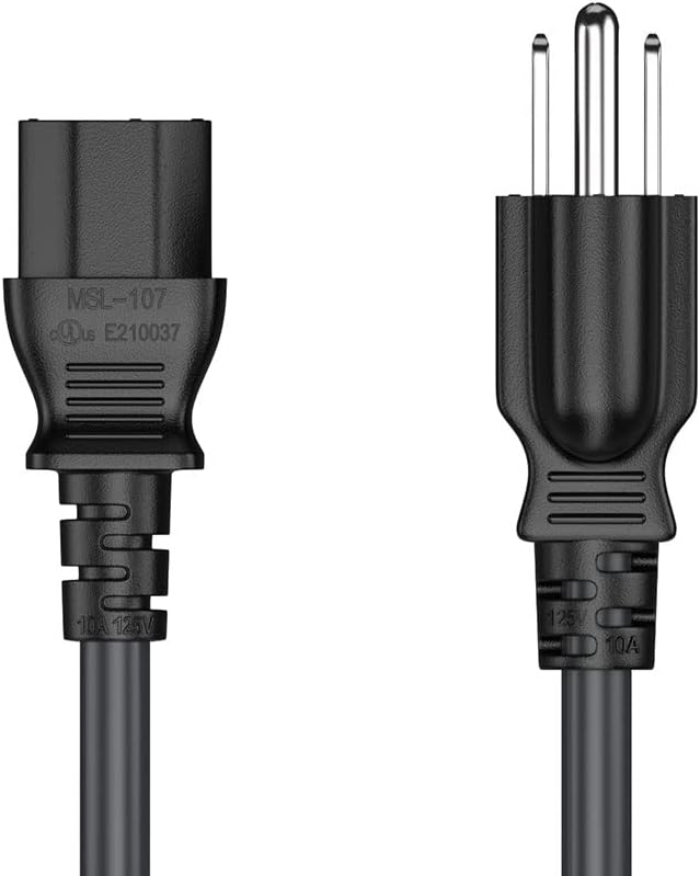 CableLeader 18 AWG Universal Power Cord IEC320 C13 to NEMA 5-15P, Extension Power Cord, Compatible with Computers, Monitors, Printers & TVs (Black, 7ft)