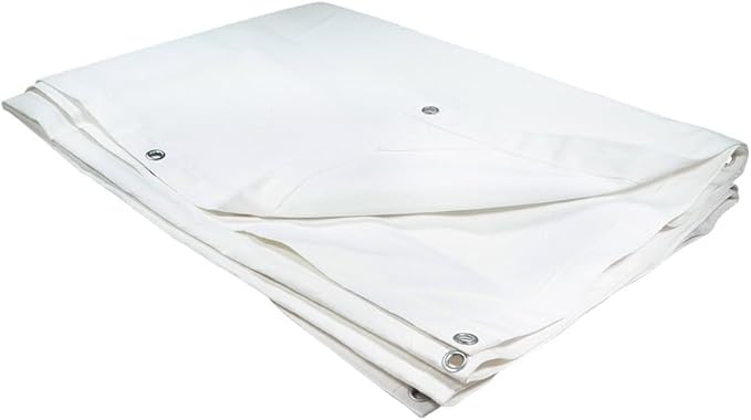Mytee Products 12' x 20' White Canvas Tarp 12oz - Water Resistant & Breathable - Heavy Duty Tarps - Multipurpose Tarpaulin Cover for Camping Tent