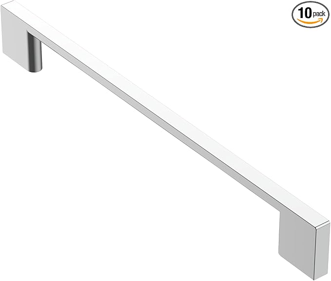 Alzassbg 10 Pack Polished Chrome Cabinet Pulls, 7-1/2 Inch(192mm) Hole Centers Rectangle Cabinet Handles Kitchen Pulls for Drawers and Cabinets AL3051CP