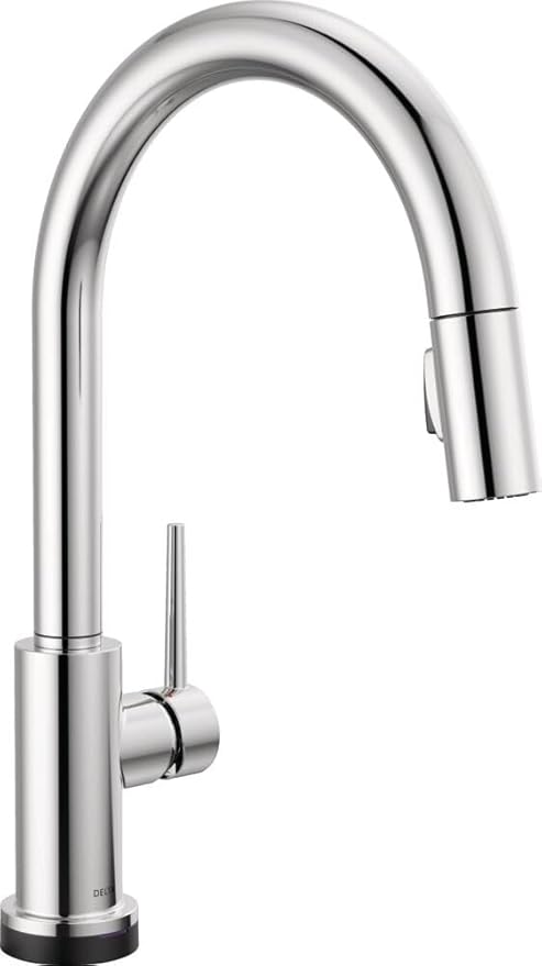 Delta Trinsic Chrome Touch Kitchen Faucet with Pull Down Sprayer, Modern Single Hole Touch On Kitchen Sink Faucet, Single Handle, Chrome 9159T-DST