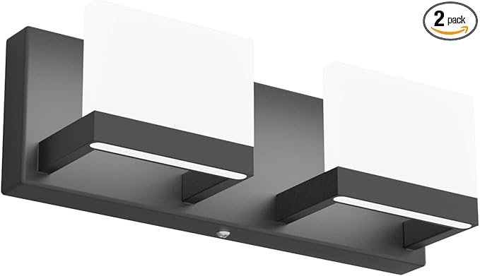 Tipace LED Dimmable Bathroom Vanity Light - 2 Lights Frosted White Acrylic Up and Down Fixture Over Mirror (6000K)