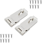 Door Hasp Padlock Latch, 4 Inch Stainless Steel Safety Clasp Hasp Lock Latch, Extra Thick Door Gate Lock Hasp with Screws, Brushed Finish 2 Pack