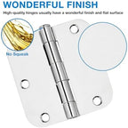 6 Pack Round Door Hinges 3-1/2" x 3.5 inch, 5/8 Radius, Polished Chrome 3 ½ Inch Bright Sliver House Interior Hinge for Bed/Living/Guest/Pantry/Storage/Study/Work Room Doors Heavy Duty Hardware Kit
