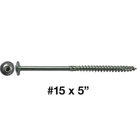 Jake Sales #15 x 5 Construction Lag Screw Stainless Steel T-30 Torx/Star Drive Heavy Duty Lag Screw Far Superior to Common Lag Screws (Full Box 350 Screw Count) Modified Truss Washer Head