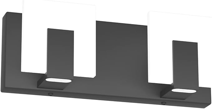 Aipsun 2 Lights Modern Black Vanity Light Up and Down Black Bathroom Lighting Fixtures LED Bathroom Wall Light Over Mirror 6000K