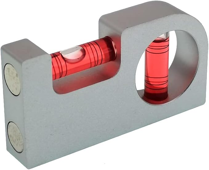 High precision solid aluminum alloy small level ruler for tilt angle measurement, portable mini adjustable horizontal bubble magnetic (85 * 45 * 15mm)