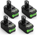 6.0Ah for ryobi 18v ONE+ Battery, with ryobi 18v System Cordless Power Tools and Chargers, P102 P108 P103 P104 P105 P107 P109 P122(4 pcs)