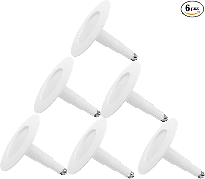 Jolux 6-Pack 5/6" LED Can Lights Retrofit Recessed Lighting,12W=60W,4000K Cool White,800 Lumens,Dimmable Can Lights,Damp Rated,Simple Installation Adjustable Retrofit Downlight,ETL,Bevel Trim