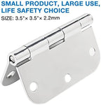 6 Pack Round Door Hinges 3-1/2" x 3.5 inch, 5/8 Radius, Polished Chrome 3 ½ Inch Bright Sliver House Interior Hinge for Bed/Living/Guest/Pantry/Storage/Study/Work Room Doors Heavy Duty Hardware Kit