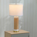 25.75” Rattan Ceramic Lamps for Living Room Set of 2, Farmhouse Table Lamp for Nightstand, White Lamps Set of 2 for Bedroom, Boho Ceramic Table Lamp for End Table