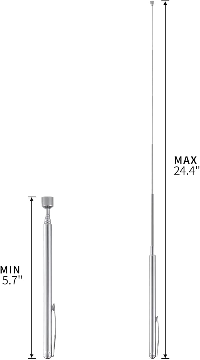 1 Piece 5LBs Telescoping Magnetic Pickup Tool, with Pen Clip Design, Magnet Stick Rod Extendable 5.7" to 24.4" for Men, Birthday, Father's Day, Christmas Gift
