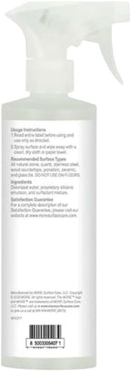 MORE Stone & Quartz Cleaner + Protector - Water-Based Surface Spray - Granite, Quartz & Marble Cleaner - For Kitchen & Bathroom Countertops & Floors - Peppermint-Thyme Essential Oil - Pint (16oz)