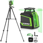 Huepar 360° Laser Level with Tripod 60in, 82Ft - 165Ft Self Leveling Laser Level with Pulse Mode, 3 Brightness Levels Rechargeable Li-ion Battery Green Line Laser Leveler Tool for DIY Indoor Project