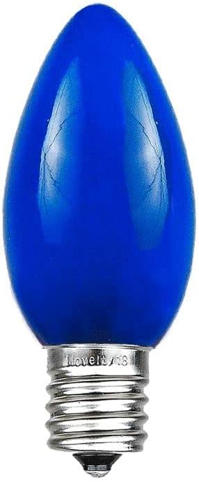 Novelty Lights 500 Case C7 Outdoor Ceramic Christmas Replacement Bulbs, Blue, C7/E12 Candelabra Base, 5 Watt