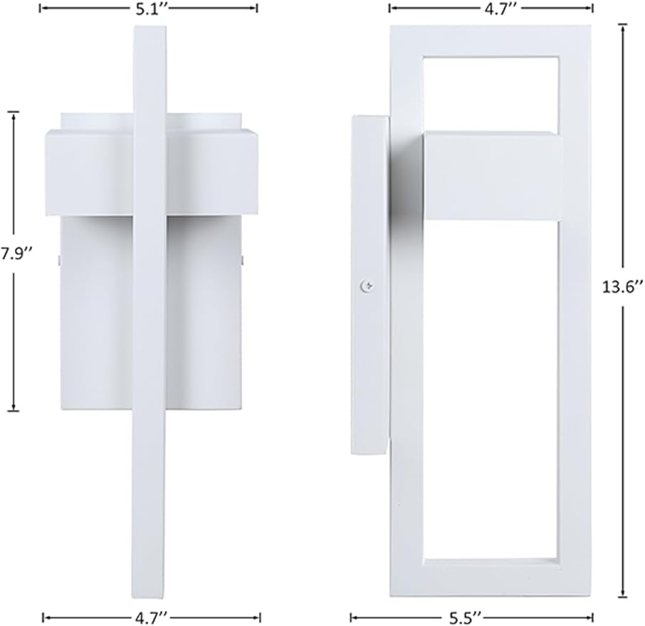 LamQee Outdoor Wall Lights Modern Exterior Lighting Fixtures, 3000K Integrated LED Outdoor Wall Sconce Lighting, Matte White Outside Wall Mount Lights for House Front Door Porch Garage Patio 1 Pack