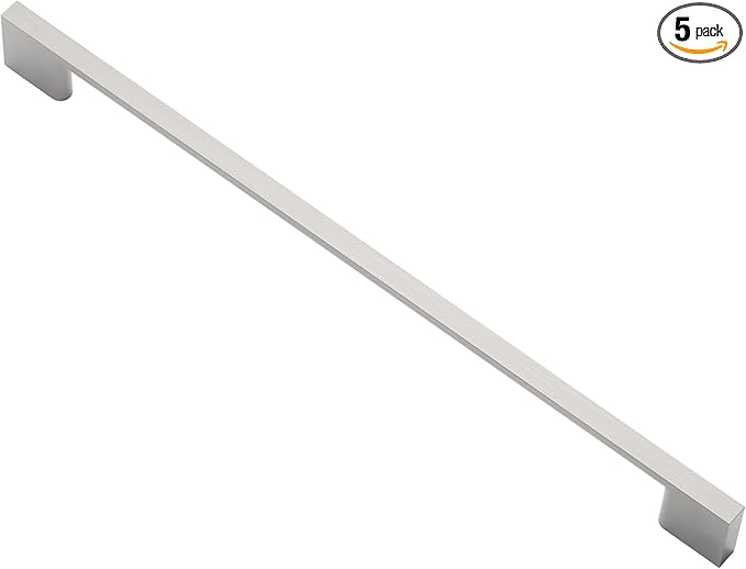 Alzassbg 5 Pack Brushed Satin Nickel Cabinet Pulls, 10 Inch(256mm) Hole Centers Rectangle Cabinet Handles Kitchen Pulls for Drawers and Cabinets AL3051SN