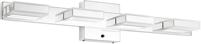 mirrea 24" LED Chrome Vanity Light 3000K/4000K/5000K CCT Adjustable 4 Light Bathroom Light Fixture Over Mirror