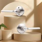 Probrico Interior Brushed Nickel Door Handle, Slim Handed Privacy Door Handles, Keyless Door Levers Lockset for Bedroom and Bathroom (8 Pack, Modern)