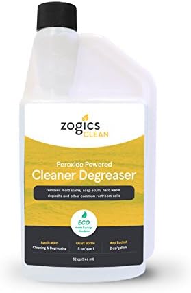 Zogics Peroxide Powered Cleaner Degreaser, Case of 6-32 oz Bottles - Each Bottle Makes up to 8 Gallons - Meets ECOLOGO Standards