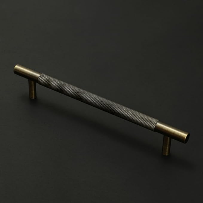 Solid Brass Cabinet Pulls, Knurled Cabinet Pull, Antique Brass Drawer Handles for Bathroom, Bedroom, Kitchen (4, 7.87inch/200mm)
