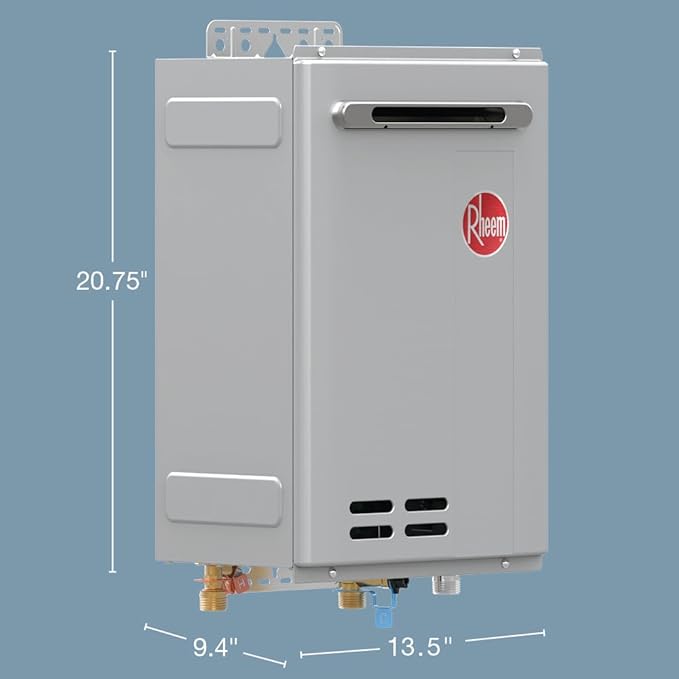 Rheem RTG-84XLN-3 High Efficiency Non-Condensing Outdoor Tankless Natural Gas Water Heater, 8.4 GPM