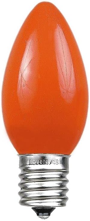 Novelty Lights 500 Case C9 Ceramic Outdoor Christmas Replacement Bulbs, Orange, E17/C9 Intermediate Base, 7 Watt