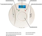 2 Pack Smoke Detector and Carbon Monoxide Detector co2 Detector Battery Powered with Test/Reset Button