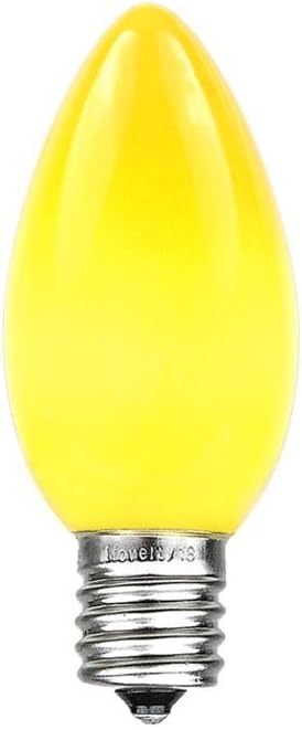 Novelty Lights 500 Case C7 Outdoor Ceramic Christmas Replacement Bulbs, Yellow, C7/E12 Candelabra Base, 5 Watt