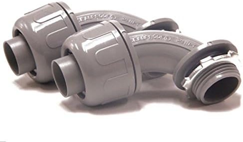 Sealproof 1/2-Inch Nonmetallic Liquid-Tight 90-Degree Electrical Conduit Connector Fitting, 1/2" Dia, 5-Pack