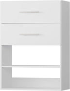 ROOMTEC 25.5" 2 Drawer Short Tower Closet Unit, Modular Closet System with Drawers and Shelf, Wardrobe Organizer for Bedroom or Walk-in Closet, Wall Mounted, Customizable Clothes Storage Unit, White