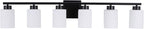 6 Light Bathroom Light Fixtures, 40 Inches Vanity Lights for Mirror, Black Vanity Lighting Fixtures with Milky White Glass Shades