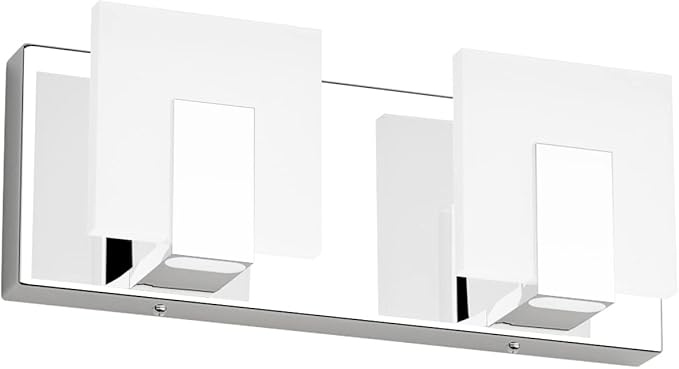Aipsun 2 Lights Modern LED Bathroom Vanity Light Acrylic Stainless Steel Chrome Up and Down Bathroom Wall Light Over Mirror(White Light 6000K)