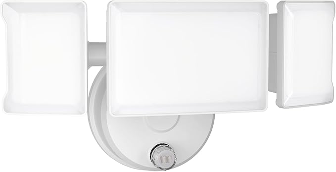 Olafus 60W Flood Lights Dusk to Dawn Outdoor Lighting, IP65 Waterproof LED Security Light with Photocell, 6000LM Dusk Dawn Outside Light, 6500K White Exterior Floodlight for Yard Garden Porch White