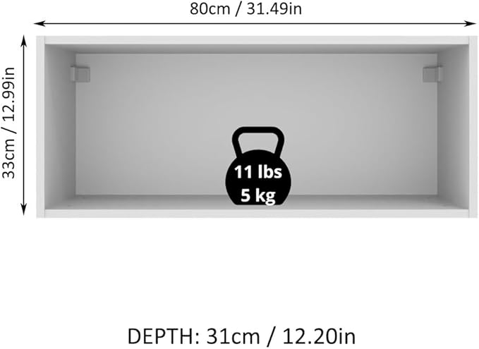 Madesa Slim Garage and Utility Room Wall Storage Cabinet with Horizontal Door and Shelves 31 Inch Wooden Organization Unit - White