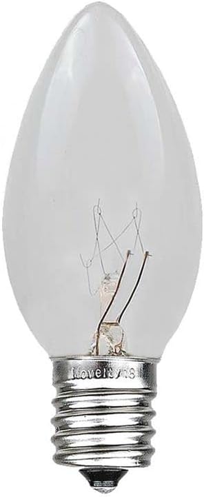 Novelty Lights 500 Case C9 Outdoor Christmas Replacement Bulbs, Clear, E17/C9 Intermediate Base, 7 Watt