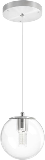 1 Light Globe Pendant Light for Kitchen Island Silver Pendant Light Fixtures with Clear Glass Globe Hanging Lights for Bedroom,Hallway,Bar