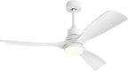 52 Inch Ceiling Fans with Lights Remote, White Ceiling Fans 3 Color Temperature, Timer, ETL Listed, 3 Downrods, 3 Blades, 6 Speed Modern Fan Quiet Reversible DC Motor for Patio Outdoor