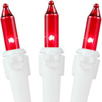 Novelty Lights 50 Feet 100 Bulb Incandescent Mini Light String, Red with 6-Inch Spacing on White Wire, UL Listed Commercial Grade Indoor/Outdoor Mini Lights, Connectable End-to-End