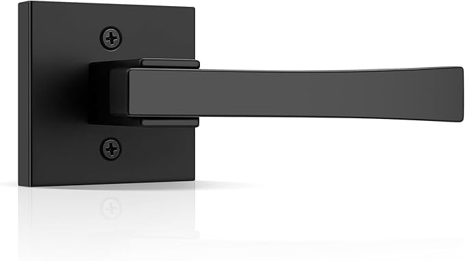 knobelite 1 Pack Dummy Door Handles,Matte Black Square Door Levers,Non-Turing Single Side Knob Pull for Closet French Doors