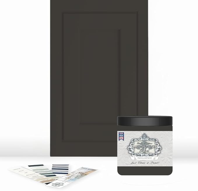 ALL-IN-ONE Paint, Durable cabinet and furniture paint. Built in primer and top coat, no sanding needed. Includes our 30 featured color card - Indulgence, 8oz Sample