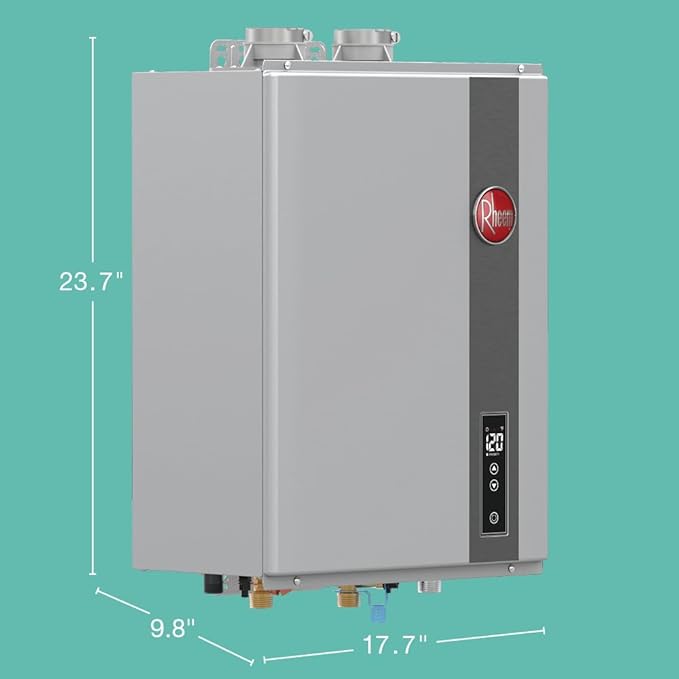 Rheem RTGH-95DVLN-3 RTGH Series 9.5 GPM 199,900 BTU 120 Volt Residential Indoor Natural Gas Tankless Water Heater Stainless Steel
