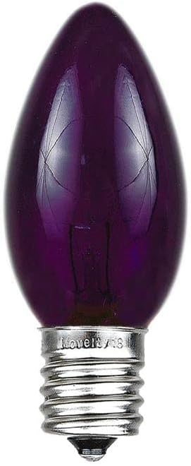 Novelty Lights Christmas Replacement Bulbs - Outdoor Individual Bulbs for Events, Holiday Parties, Patios, and More - C7/E12 Candelabra Base, 5 Watt Lights (Purple, 25 Pack)