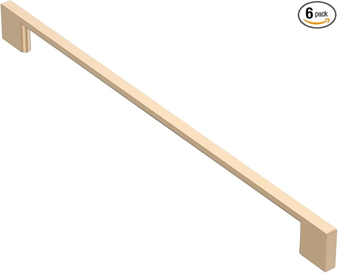 Alzassbg 6 Pack Champagne Copper Cabinet Handles, 11-1/3 Inch(288mm) Hole Centers Arch Modern Cabinet Pulls Kitchen Cabinets Hardware for Cabinets and Drawers AL3503SCG