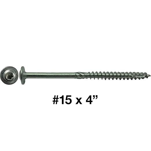 Jake Sales #15 x 4 Construction Lag Screw Stainless Steel T-30 Torx/Star Drive Heavy Duty Lag Screw Far Superior to Common Lag Screws Modified Truss Washer Head (50 Screw Count)