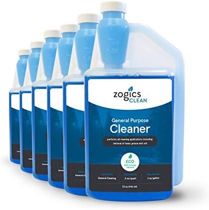 Zogics General Purpose Cleaner, Case of 6-32 oz Bottles - Each Bottle Makes up to 16 Gallons - Meets ECOLOGO Standards