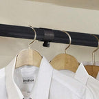 PRINCE HANGER Heavy Duty One Touch System Load 352LBS Clothing Racks for Hanging Clothes Metal Wardrobe Closet System Garment Tension Rod Free Standing Black Width Adjustable PHUS-0022